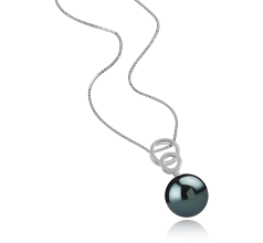 Colgante de perlas Perla Tahití de calidad AAA de 12 a 13mm en color Negro