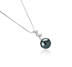 Colgante de perlas Perla Tahití de calidad AAA de 11 a 12mm en color Negro