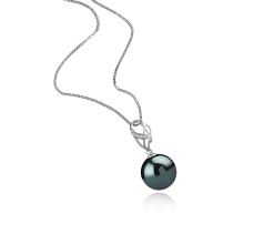 Colgante de perlas Perla Tahití de calidad AAA de 11 a 12mm en color Negro