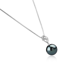 Colgante de perlas Perla Tahití de calidad AAA de 11 a 12mm en color Negro
