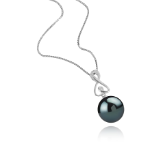 Colgante de perlas Perla Tahití de calidad AAA de 12 a 13mm en color Negro