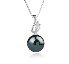Colgante de perlas Perla Tahití de calidad AAA de 12 a 13mm en color Negro