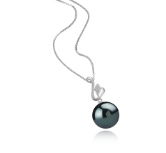 Colgante de perlas Perla Tahití de calidad AAA de 12 a 13mm en color Negro
