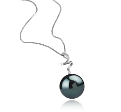 Colgante de perlas Perla Tahití de calidad AAA de 12 a 13mm en color Negro