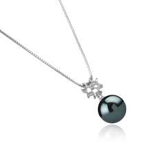 Colgante de perlas Perla Tahití de calidad AAA de 11 a 12mm en color Negro