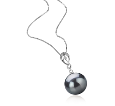 Colgante de perlas Perla Tahití de calidad AAA de 10 a 11mm en color Negro