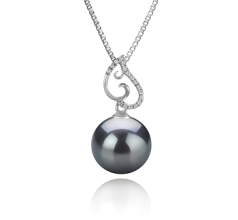 Colgante de perlas Perla Tahití de calidad AAA de 10 a 11mm en color Negro
