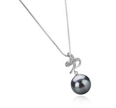 Colgante de perlas Perla Tahití de calidad AAA de 10 a 11mm en color Negro