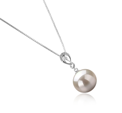 Colgante de perlas Perla de Agua Dulce de calidad AAAA de 10 a 11mm en color Blanco