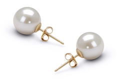 Par de pendientes de perlas Perla de Agua Dulce de calidad AAAA de 10 a 11mm en color Blanco