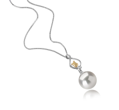 Colgante de perlas Perla Agua Dulce - Edison de calidad AAAA de 11 a 12mm en color Blanco