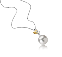 Colgante de perlas Perla Agua Dulce - Edison de calidad AAAA de 11 a 12mm en color Blanco
