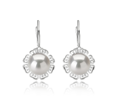 Par de pendientes de perlas Perla Agua Dulce - Edison de calidad AA+ de 12 a 13mm en color Blanco