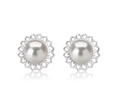Par de pendientes de perlas Perla Agua Dulce - Edison de calidad AA+ de 12 a 13mm en color Blanco