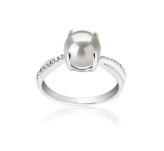 Anillo de perlas Perla de Agua Dulce de calidad AAAA de 7.5 a 8mm en color Blanco