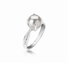 Anillo de perlas Perla de Agua Dulce de calidad AAAA de 7.5 a 8mm en color Blanco