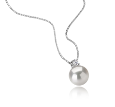 Colgante de perlas Perla de Agua Dulce de calidad AAAA de 9 a 10mm en color Blanco