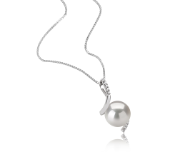 Colgante de perlas Perla de Agua Dulce de calidad AAAA de 9 a 10mm en color Blanco