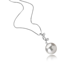 Colgante de perlas Perla Agua Dulce - Edison de calidad AAAA de 11 a 12mm en color Blanco