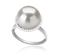 Anillo de perlas Perla Agua Dulce - Edison de calidad AA+ de 12 a 13mm en color Blanco