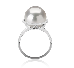 Anillo de perlas Perla Agua Dulce - Edison de calidad AA+ de 12 a 13mm en color Blanco