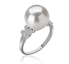 Anillo de perlas Perla Agua Dulce - Edison de calidad AA+ de 12 a 13mm en color Blanco