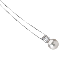 Colgante de perlas Perla Agua Dulce - Edison de calidad AA+ de 12 a 13mm en color Blanco
