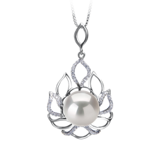 Colgante de perlas Perla Agua Dulce - Edison de calidad AA+ de 12 a 13mm en color Blanco