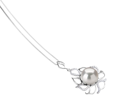 Colgante de perlas Perla Agua Dulce - Edison de calidad AA+ de 12 a 13mm en color Blanco