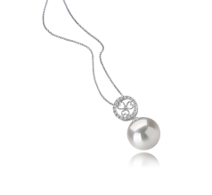 Colgante de perlas Perla Agua Dulce - Edison de calidad AA+ de 12 a 13mm en color Blanco