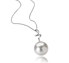 Colgante de perlas Perla Agua Dulce - Edison de calidad AA+ de 12 a 13mm en color Blanco