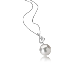 Colgante de perlas Perla Agua Dulce - Edison de calidad AA+ de 12 a 13mm en color Blanco