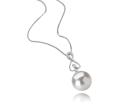 Colgante de perlas Perla Agua Dulce - Edison de calidad AA+ de 12 a 13mm en color Blanco