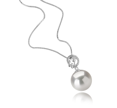 Colgante de perlas Perla Agua Dulce - Edison de calidad AAAA de 11 a 12mm en color Blanco