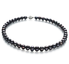 Collar de perlas Perla de Agua Dulce de calidad AA de 10 a 11mm en color Negro