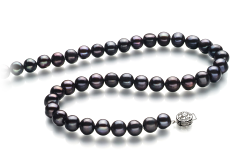 Collar de perlas Perla de Agua Dulce de calidad AA de 10 a 11mm en color Negro