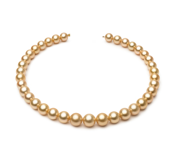 Collar de perlas Mar del Sur de calidad AAA de 10.4 a 13.2mm en color Oro