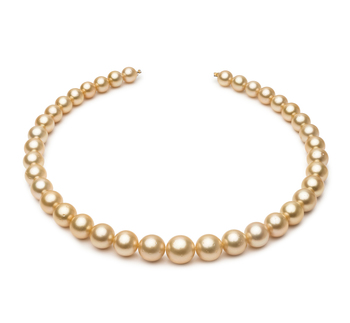Collar de perlas Mar del Sur de calidad AA de 9.2 a 12.8mm en color Oro
