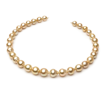 Collar de perlas Mar del Sur de calidad Barroco de 10.1 a 12.5mm en color Oro