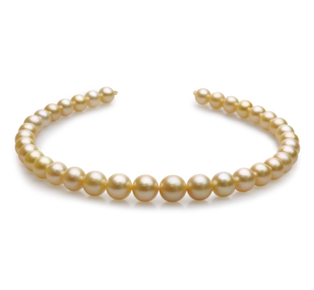 Collar de perlas Mar del Sur de calidad AAA de 10 a 13.5mm en color Oro