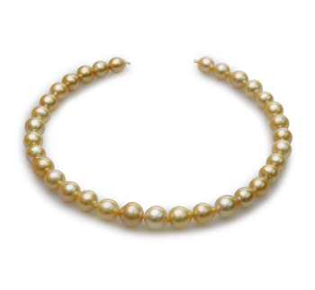 Collar de perlas Mar del Sur de calidad Barroco de 10 a 14mm en color Oro