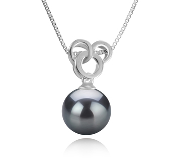 Colgante de perlas Perla Tahití de calidad AAA de 9 a 10mm en color Negro