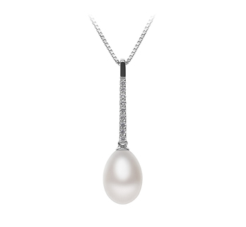 Colgante de perlas Perla de Agua Dulce de calidad AA - Gota de 10 a 11mm en color Blanco