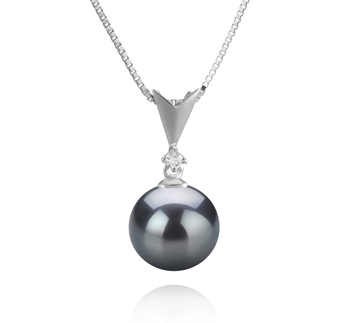 Colgante de perlas Perla Tahití de calidad AAA de 9 a 10mm en color Negro