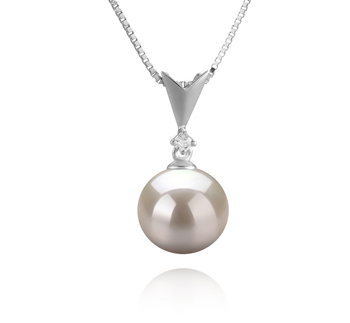 Colgante de perlas Perla de Agua Dulce de calidad AAAA de 9 a 10mm en color Blanco