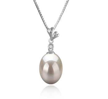 Colgante de perlas Perla de Agua Dulce de calidad AAA de 9 a 10mm en color Blanco