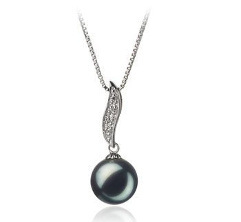 Colgante de perlas Perla de Agua Dulce de calidad AA de 9 a 10mm en color Negro