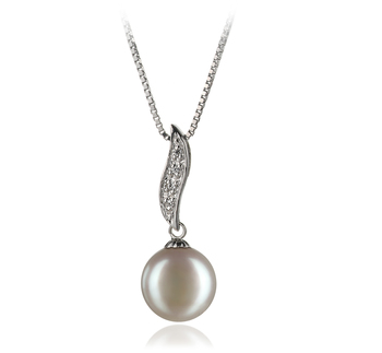Colgante de perlas Perla de Agua Dulce de calidad AA de 9 a 10mm en color Blanco