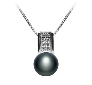 Colgante de perlas Perla de Agua Dulce de calidad AAA de 8 a 9mm en color Negro
