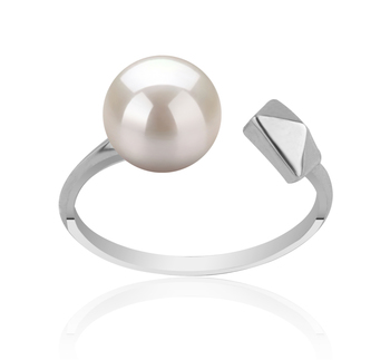 Anillo de perlas Perla de Agua Dulce de calidad AAAA de 7 a 8mm en color Blanco